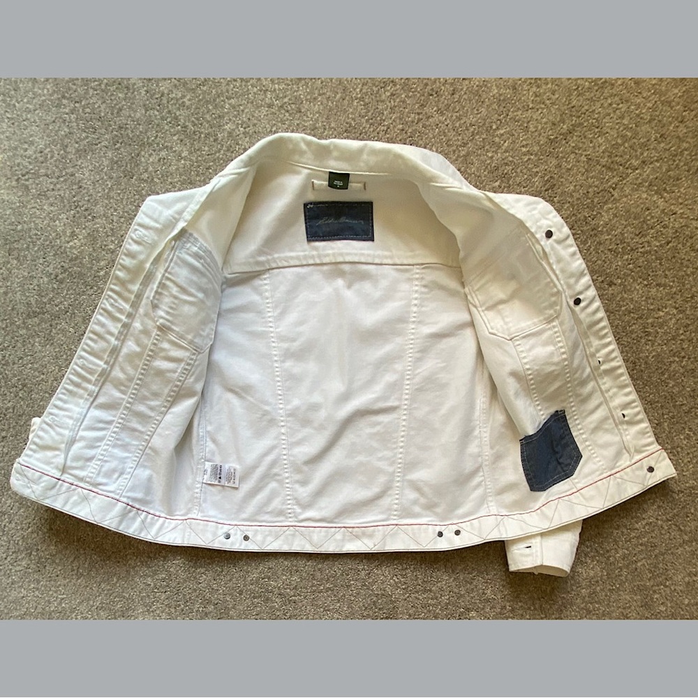🎉Eddie Bauer Jean Jacket Classic Denim Style, Size Med, White - Picture 3 of 4